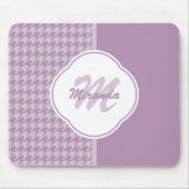 Tapis De Souris Jolie Pastel Purple Houndstooth Monogramme et nom (Devant)