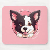 Tapis De Souris Jolie Peeking Frontière Collie Chien (Devant)