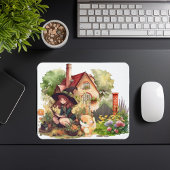Tapis De Souris Jolie Petite Sorcière Et Renard Mousepad