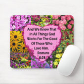 TAPIS DE SOURIS JOLIE ROMAINS FLORAUX 8:28 SCRIPTURE VERSE (Avec souris)