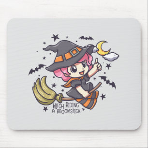 Tapis De Souris Jolie Sorcière À Brouillard