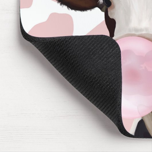 Tapis De Souris Jolie vache fille soufflant Bubblegum rose (Coin)