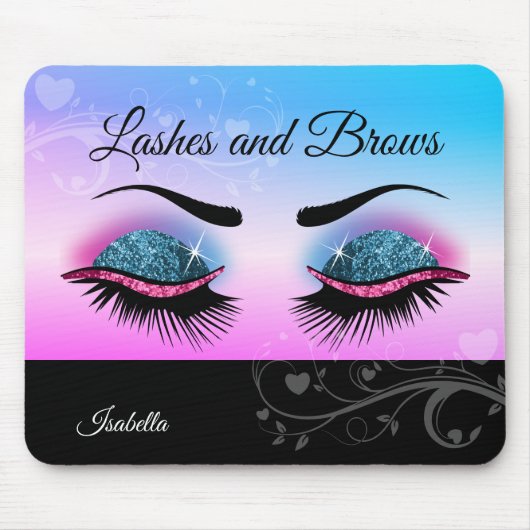 Tapis De Souris Jolies cils - Parties scintillant rose et bleu (Devant)