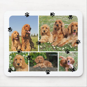 Tapis De Souris Jolies Empreintes de Patte 5 Photos d'Animaux de C