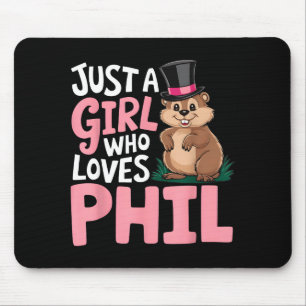 Tapis De Souris Jolies Filles de la Journée de la Marmotte Juste u