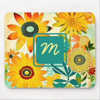 Tapis De Souris Jolies fleurs d'art populaire Monogrammé