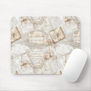 Tapis De Souris Jolies Lettres d'Amour Crème Ivoire Romantiques