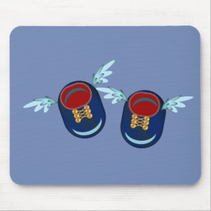 Tapis De Souris Jolies petites chaussures ailées en bleu et rouge