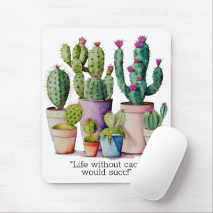 Tapis De Souris Jolis cactus et succulentes à l'aquarelle en pots