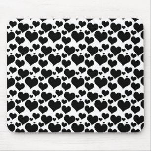 Tapis De Souris Jolis cœurs noirs sur fond blanc pour votre Saint-