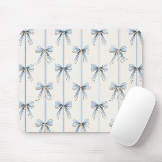 Tapis De Souris Jolis rubans bleus à la crème (Avec souris)