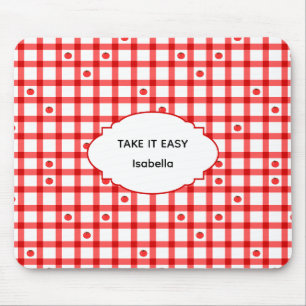 Tapis De Souris Jolis Tomatoes à Carreaux Rouges Prenez Votre Temp