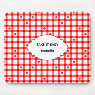 Tapis De Souris Jolis Tomatoes à Carreaux Rouges Prenez Votre Temp