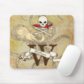 Tapis De Souris Jolly roger Monogramme initial (Avec souris)