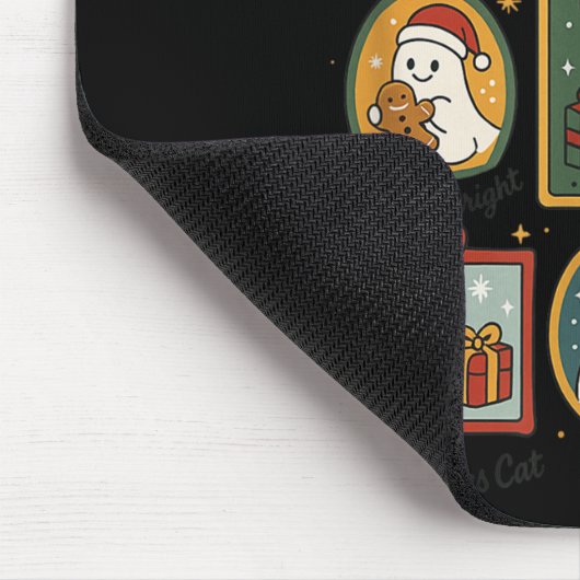 Tapis De Souris Jolly Season Ghost Cat Santa Christmas Frame Merry (Coin)
