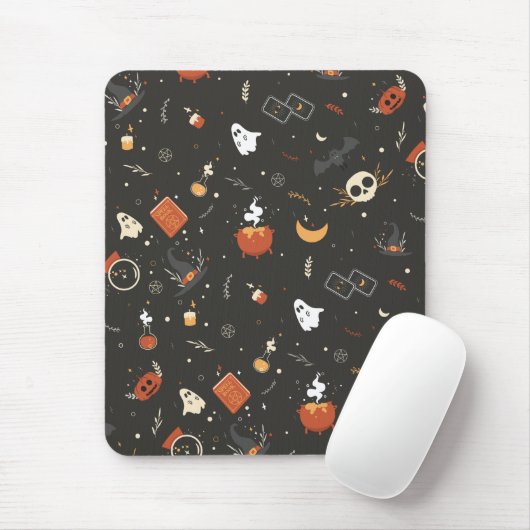 Tapis De Souris Jote Éffrayant Whimsical Halloween Motif Arrière - (Avec souris)