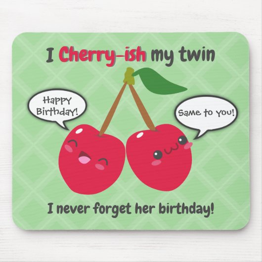 Tapis De Souris Jote Red Cherry Kawaii Twins Anniversaire (Devant)