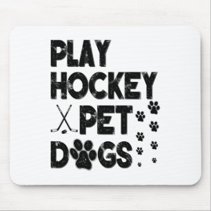 Tapis De Souris Jouer au hockey avec des chiens de compagnie