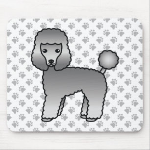 Tapis De Souris Jouet gris Poodle joli chien de dessin