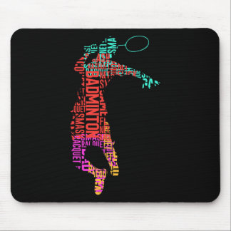 Tapis De Souris Joueur de badminton coloré Navette Racket Badminto