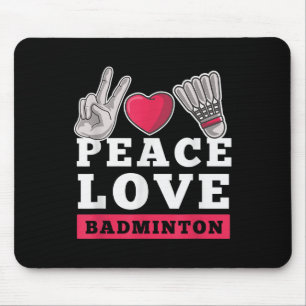 Tapis De Souris Joueur de badminton Paix Amour Mauvais Cœur Navett