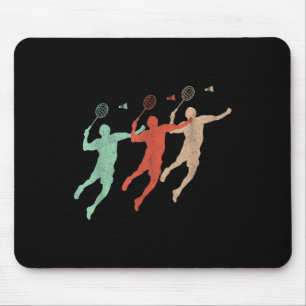 Tapis De Souris Joueur de badminton rétro smash navette vintage ba