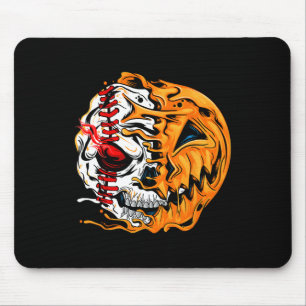 Tapis De Souris Joueur de baseball Halloween Citrouille Skeleton