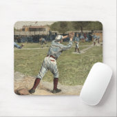 Tapis De Souris Joueur de baseball lancé à la deuxième base (Avec souris)