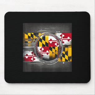 Tapis De Souris Joueur De Baseball Maryland Conception Avec Drapea
