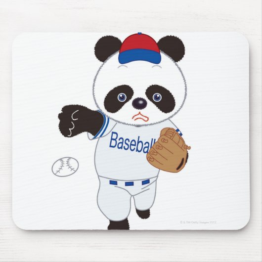 Tapis De Souris Joueur de baseball Panda lancant un baseball (Devant)