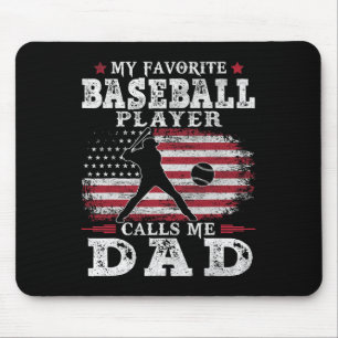 Tapis De Souris Joueur de baseball préféré m'appelle papa drapeau