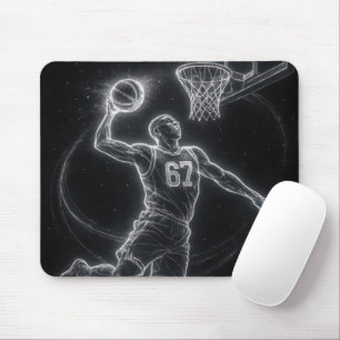 Tapis De Souris Joueur de basket-ball néon numéro 67