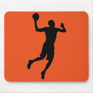 Tapis De Souris Joueur de basketball noir orange Silhouette