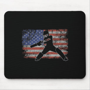 Tapis De Souris Joueur de cricket rétro drapeau américain Cricket