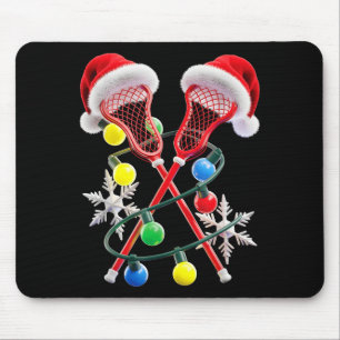Tapis De Souris Joueur de crosse Guirlandes de Noël Chapeau de Pèr