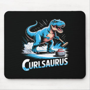 Tapis De Souris Joueur de curling sur glace dinosaure t-rex curlin