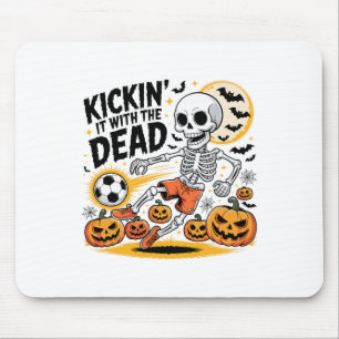 Tapis De Souris Joueur de football squelette Halloween qui donne d