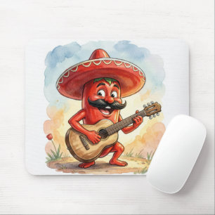 Tapis De Souris Joueur de guitare au piment rouge chili