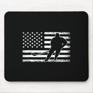 Tapis De Souris Joueur de hockey américain Drapeau de glace Hockey