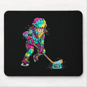 Tapis De Souris Joueur de hockey coloré glace crème en dégoulinant