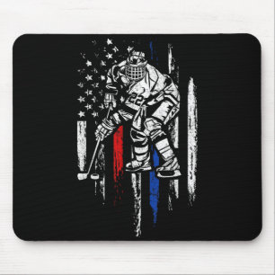 Tapis De Souris Joueur de hockey Drapeau américain Patriotique Éta