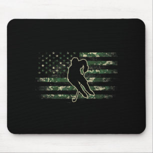 Tapis De Souris Joueur de hockey Drapeau américain Usa Camo Patrio