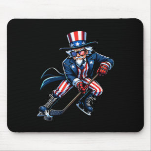 Tapis De Souris Joueur de hockey Oncle Sam patriotique 4 juillet H