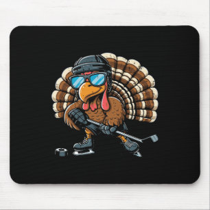 Tapis De Souris Joueur de hockey sur glace de la dinde de Thanksgi