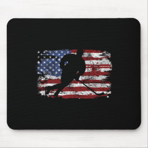 Tapis De Souris Joueur de hockey sur glace Usa Drapeau américain 4