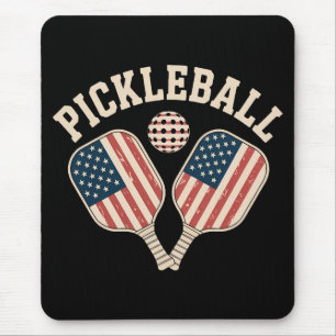 Tapis De Souris Joueur de Pickleball au drapeau américain
