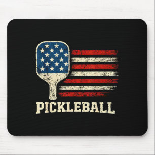 Tapis De Souris Joueur de pickleball drapeau américain paddleball