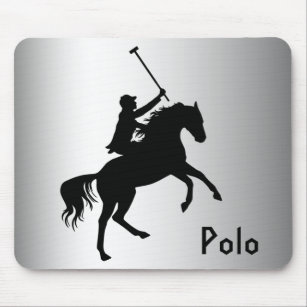 Tapis De Souris Joueur de polo à cheval en argent Mousepad