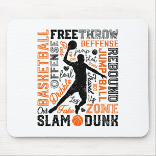 Tapis De Souris Joueur d'esquisse Slam Dunk Typographie Word Art V