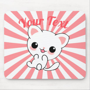 Tapis De Souris Joueur Kawaii White Kitten personnalisé